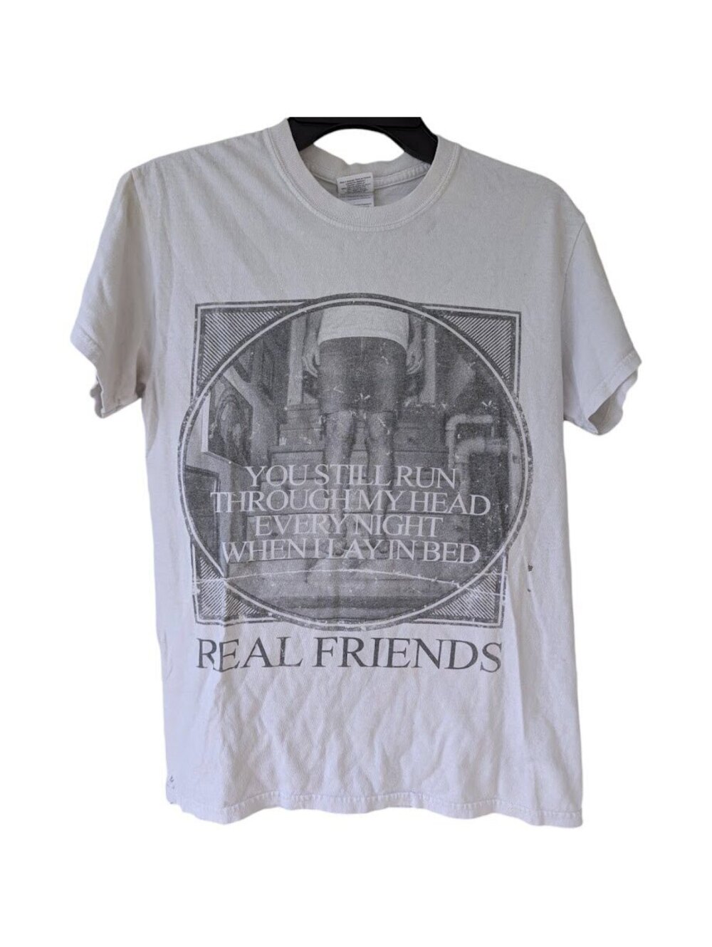 Real Friends S White Bony Knees Pop Punk Emo T Shirt 18x24.5 Distressed Vintage